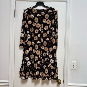 Tommy Hilfiger Orange Tan Sheath Dress 3/4 Sleeve Crew Neck